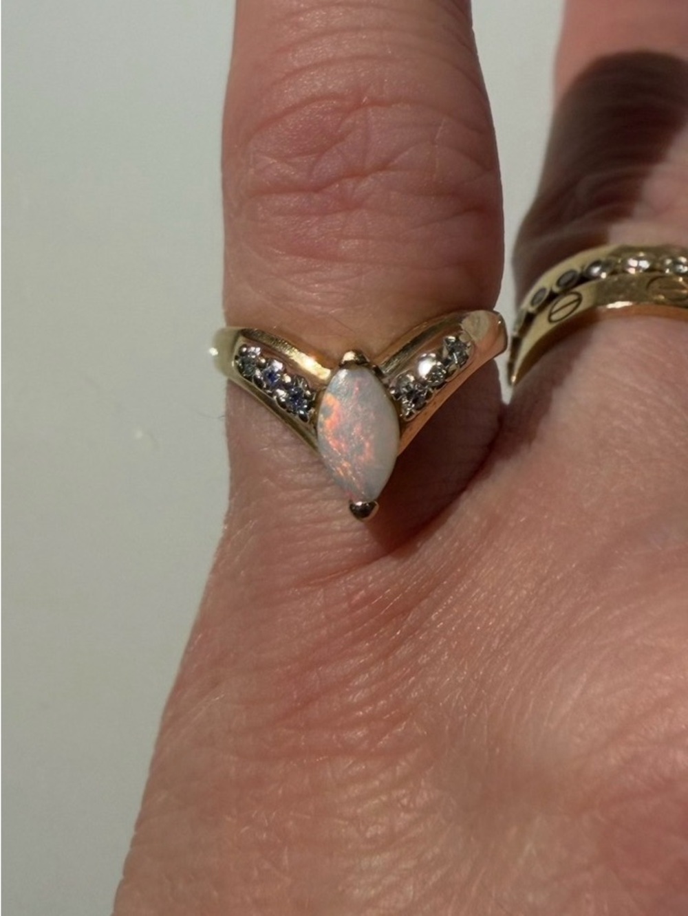 Vintage Opal and Diamond Ring